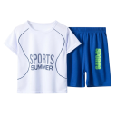 Fiú sportos szett póló és gumis rövidnadrág Sports Summer O nyakú könnyű nyári szett 3