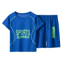 Fiú sportos szett póló és gumis rövidnadrág Sports Summer O nyakú könnyű nyári szett 4