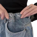 Fivela metálica ajustável de 4 cm em forma de estrela para apertar calças Acessório de cinto estiloso Material metálico resistente Decoração para a cintura 1