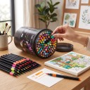 Fixy met zachte punt set van 120 stuks Acrylstiften met sterke dekking Plastic doos en handvat Voor kunsteducatie en creatief werk thuis 6