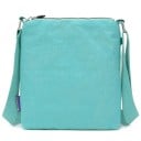 Flache Damen Crossbody-Handtasche aus Nylon Drei Reißverschlusstaschen vorne Innentaschen Verstellbarer Schulterriemen Maße 21 x 25 x 3 14