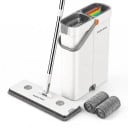 Flad mop med ultratynd spand Adskilt vask og vridning 360° roterende hoved Gummiskraber med 7 lameller Hvid Til fliser og gulve 1