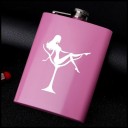 Flask de aço inoxidável rosa com impressão 3