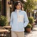 Fleecová bunda so stojačikom na zips s náprsníkovou kapsou na hladkom paneli a bočnými kapsami na zips raglánové rukávy unisex 6