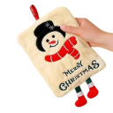 Fleecový ručník na ruky so snehuliakom a poutkom 18,7 x 23,7 cm zosilnený béžový rýchloschnúci savý vhodný do kúpeľne aj kuchyne 3