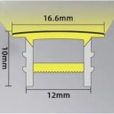 Fleksibel silikon LED profil 12 x 10 mm Sort kant 16,6 mm Længde 1 m Med diffuser Til indbygning i rille Til LED bånd Uden bånd 2