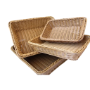 Flettad rektangulär korg 40 × 30 × 8 cm imitation av PP rotting plast brun serveringsfat för bröd, frukt och organisering 4