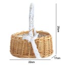 Flettet kurv med højt håndtag 22 × 17 × 25 cm af pilrattan naturlig med stofforing til dekoration, blomster og opbevaring 2