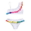 Flickbikini med färgglada bollar - Vit 1