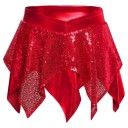 Flickdanskjol med ojämn spetsig nederkant, glittrig minikjol med elastisk midja i V-form för jazz och modern koreografi 5