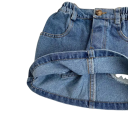 Flickkjol Enfärgad Blå Jeans med fickor Över knäna Bomull Avslappnad jeanskjol för vardagsbruk 3