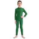 Flickors dansoverall med lång ärm och ståkrage, enstyckad trikå, polyester och elastan, för balett, gymnastik och dans 3