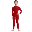 Flickors dansoverall med lång ärm och ståkrage, enstyckad trikå, polyester och elastan, för balett, gymnastik och dans 2