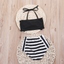 Flickors moderna bikinitrosor med rosett - Svart och vit 2