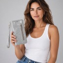 Flipcover til Samsung Galaxy S25 Edge Glitrende overflade Lynlås lomme og kortplads Håndledsrem PU læder Mobilpung 7