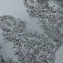 Flitrovaná dekoratívna látka s čipkovým lemom 36 cm x 91 cm Polyesterová trblietavá textilná látka na šitie zdobenie odevov kostýmov a dekorácie 4