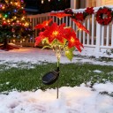 Floare de Crăciun LED solară Poinsettia 66 cm Flori artificiale cu 6 lumini LED pentru grădini și curți 3
