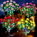 Floare LED solară de 70 cm Flori artificiale cu 6 lumini LED pentru grădini și curți cu panou solar îmbunătățit 2