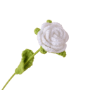 Floare tricotată trandafir cu tulpină decorativă din lână, floare textilă lucrată manual pentru vază, cadou și decorare interioară 7