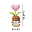 Flor rosa tejida a crochet en forma de corazón 13 x 5 cm Decoración para energía positiva Hecho a mano Regalo de amor Accesorio romántico Decoración del hogar 2