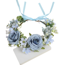 Floral Hair Crown Universal Size Full Roses and Delicate Flowers Romantic Natural Composition with Ribbon 2
