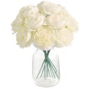 Flores de peónias artificiais com hastes flores realistas 20 cm 6 unid seda decoração para vaso arranjos de casamento interiores 5