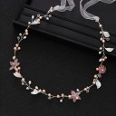 Flower Hairband 60 cm with Colourful Flowers, Pearls and Leaves Romantic Boho Headband Bridal Hair Accessory for Women 1