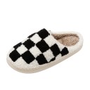 Fluffy Home Slippers with Retro Check Pattern Warm Soft Slippers with Non-Slip Sole Stylish Slippers for Winter and Autumn 8