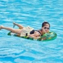 Flutuador de piscina insuflável 107 × 48 cm Motivo fruta tropical PVC Cama flutuante para água Acessório insuflável compacto para relaxamento 2