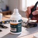 Fluxo de soldadura 50 ml Botella no lavable 9,5 x 3,5 cm Aplicador de aguja Blanco Para soldadura de placas de circuitos impresos y baterías 6