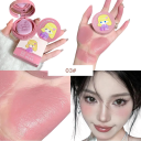 Flydende fugtgivende blush 1 stk Rund kompakt emballage med spejl Pudder svamp Langtidsholdbar lysnende makeup til kinder 12