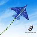 Flying Kite in the Shape of an Airplane 145 x 115 cm with a Tail 280 cm Blue Camouflage Pattern Metal Frame Polyester Kite for Outdoor Fun 4