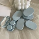 Fodral för kontaktlinser med spegel kompakt plastfärgat fodral med boxar L R pincett och applikator för resor 5