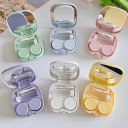 Fodral för kontaktlinser med spegel och tillbehör storlek 7 x 7 x 2,5 cm plast färgglatt pastellfärgat fodral för resor 5
