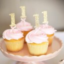 Fødselsdagsspyd 1 år lyserød 10 stk. 3