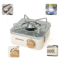 Fogão a gás para campismo 2800W Fogão portátil a cartuchos Fogão dobrável 1,22 kg Com bolsa 19,3x19,3x9 cm Cozinha ao ar livre em viagem 4
