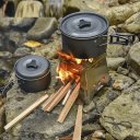 Fogão de camping dobrável portátil em aço inoxidável 16 x 16 x 18 cm Leve 290 g Aço resistente Cozinha ao ar livre Caminhadas Camping 3