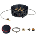 Fogão de camping em aço inoxidável 19800W 7 queimadores 23,5 x 10 cm Fogão portátil a gás com adaptadores e tubo Ideal para caminhadas e cozinhar 1