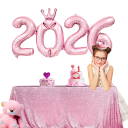 Foil Balloons 45 x 93 cm Numbers 2026 Silver Balloons Made of Aluminium Foil New Year Decorations New Year's Eve Party Graduation Christmas 8