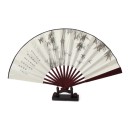 Foldable Chinese Fan Made of Silk and Bamboo Painting and Calligraphy Unfolded 60 x 33 cm Folded 33 x 3 cm For Fanning and as Decoration 5