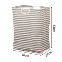 Foldable Laundry Basket 40 x 27 x 53 cm Horizontal Stripes Waterproof Fabric Storage Basket for Clothes Foldable Design Lightweight Material For Bathroom and Bedroom 4