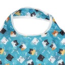 Foldable Shopping Bag 38 x 40 cm Blue Bag with Cat Print Compact Pocket Bag 7.5 x 12.5 cm Nylon Bag with Strap 3