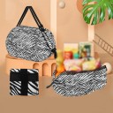 Foldable Shopping Bag 40 x 40 cm Zebra Pattern Nylon Handbag Large Capacity 48–64 l Durable Shoulder Bag for Shopping 3