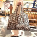 Foldable Shopping Bag with Leopard Print 46 x 35 cm Durable Shoulder Bag for Shopping Travel Storage Bag with Large Capacity 2