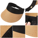 Foldable Straw Sun Hat for Women 56–58 cm Summer Roll-Up Hat with UV Protection Wide Brim Empty Top Travel Breathable 10