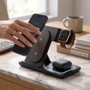 Foldable Wireless Charger 3in1 for iPhone Apple Watch and AirPods 30 W Fast Charging with Night Light and Cooling Fan 9