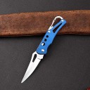 Foldbar campingkniv 14 cm rustfrit stålklinge med karabinhage udendørs lommekniv vandrerygsæk vedhæng udendørsudstyr EDC-værktøj 6