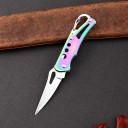 Foldbar campingkniv 14 cm rustfrit stålklinge med karabinhage udendørs lommekniv vandrerygsæk vedhæng udendørsudstyr EDC-værktøj 9