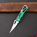 Foldbar campingkniv 14 cm rustfrit stålklinge med karabinhage udendørs lommekniv vandrerygsæk vedhæng udendørsudstyr EDC-værktøj 8