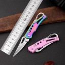 Foldbar campingkniv 14 cm rustfrit stålklinge med karabinhage udendørs lommekniv vandrerygsæk vedhæng udendørsudstyr EDC-værktøj 2